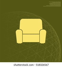 Flat paper cut style icon of furniture. Vector illustration