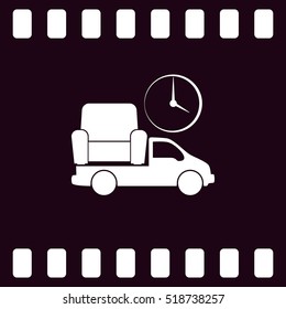 Flat paper cut style icon of vehicle. Delivery car symbol vector illustration