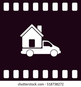Flat paper cut style icon of vehicle. Delivery car symbol vector illustration