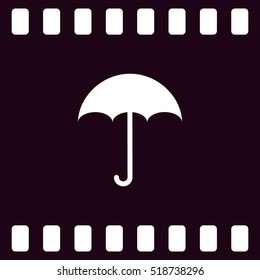 Flat paper cut style icon of umbrella. Vector illustration