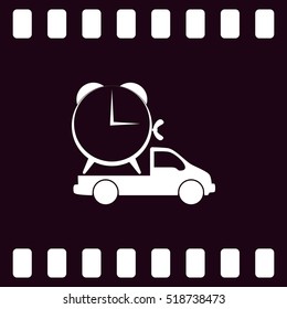 Flat paper cut style icon of vehicle. Delivery car symbol vector illustration
