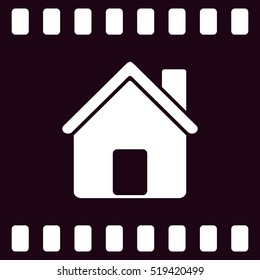 Flat paper cut style icon of house. Vector illustration