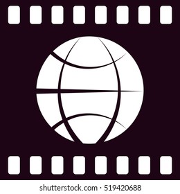 Flat paper cut style icon of globe. Vector illustration