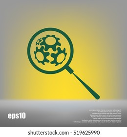Flat paper cut style icon of magnifier. Vector illustration