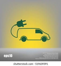 Flat paper cut style icon of an eco car. Vector illustration