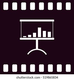 Flat paper cut style icon of a presentation stand. Vector illustration