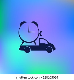 Flat paper cut style icon of vehicle. Delivery car symbol vector illustration