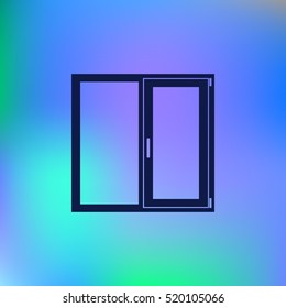Flat paper cut style icon of modern window. Vector illustration