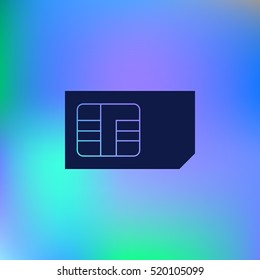 Flat paper cut style icon of a sim card. Vector illustration