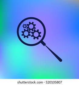 Flat paper cut style icon of magnifier. Vector illustration