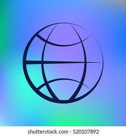 Flat paper cut style icon of globe. Vector illustration
