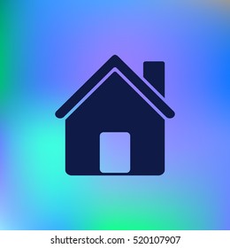 Flat paper cut style icon of house. Vector illustration