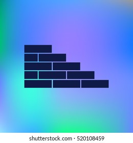 Flat paper cut style icon of brickwork fragment. Vector illustration