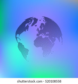 Flat paper cut style icon of globe. Vector illustration