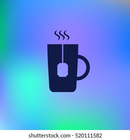 Flat paper cut style icon of hot tea cup. Vector illustration