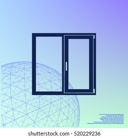 Flat paper cut style icon of modern window. Vector illustration