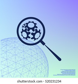 Flat paper cut style icon of magnifier. Vector illustration