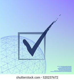 Flat paper cut style icon of check box. Vector illustration