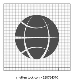 Flat paper cut style icon of globe. Vector illustration