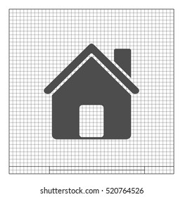 Flat paper cut style icon of house. Vector illustration