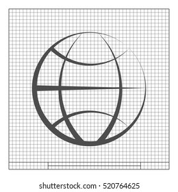 Flat paper cut style icon of globe. Vector illustration
