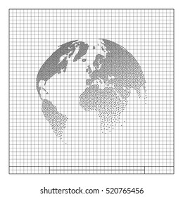 Flat paper cut style icon of globe. Vector illustration