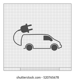 Flat paper cut style icon of an eco car. Vector illustration
