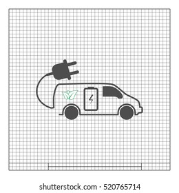 Flat paper cut style icon of an eco car. Vector illustration