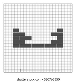 Flat paper cut style icon of brickwork fragment. Vector illustration