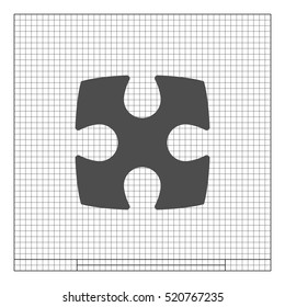 Flat paper cut style icon of puzzle part