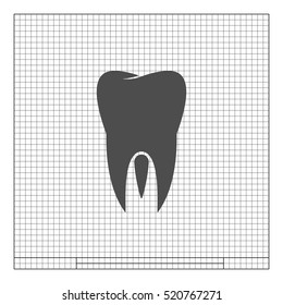 Flat paper cut style icon of tooth. Dentistry symbol icon vector illustration