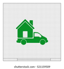 Flat paper cut style icon of vehicle. Delivery car symbol vector illustration