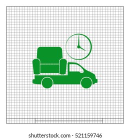 Flat paper cut style icon of vehicle. Delivery car symbol vector illustration