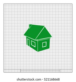 Flat paper cut style icon of house model vector illustration