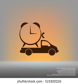Flat paper cut style icon of vehicle. Delivery car symbol vector illustration