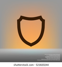 Flat paper cut style icon of a shield. Vector illustration