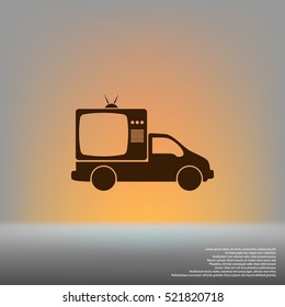 Flat paper cut style icon of vehicle. Delivery car symbol vector illustration