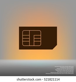 Flat paper cut style icon of a sim card. Vector illustration