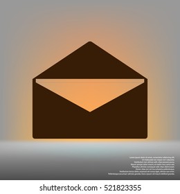 Flat paper cut style icon of envelope. E-mail symbol