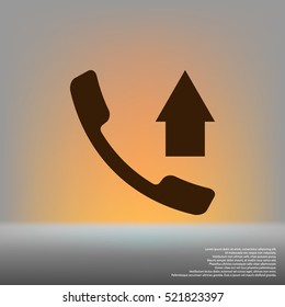 Flat paper cut style icon of out-coming call. Vector illustration