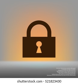 Flat paper cut style icon of a lock. Vector illustration