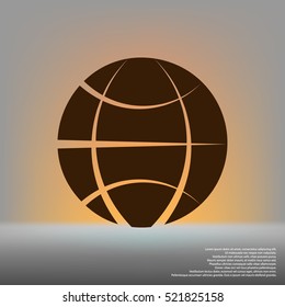 Flat paper cut style icon of globe. Vector illustration