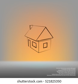 Flat paper cut style icon of house model vector illustration