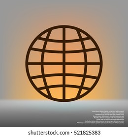 Flat paper cut style icon of globe. Vector illustration