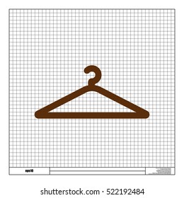 Flat paper cut style icon of hanger. Vector illustration