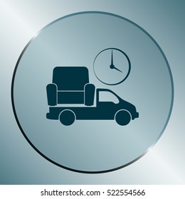 Flat paper cut style icon of vehicle. Delivery car symbol vector illustration