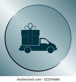 Flat paper cut style icon of vehicle. Delivery car symbol vector illustration