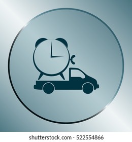 Flat paper cut style icon of vehicle. Delivery car symbol vector illustration