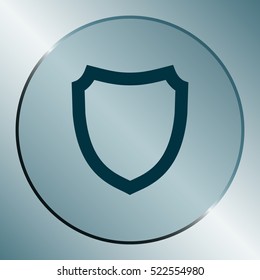 Flat paper cut style icon of a shield. Vector illustration