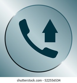 Flat paper cut style icon of out-coming call. Vector illustration